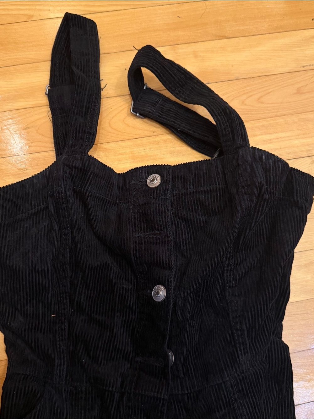 H&M Black Corduroy Button-Front Romper